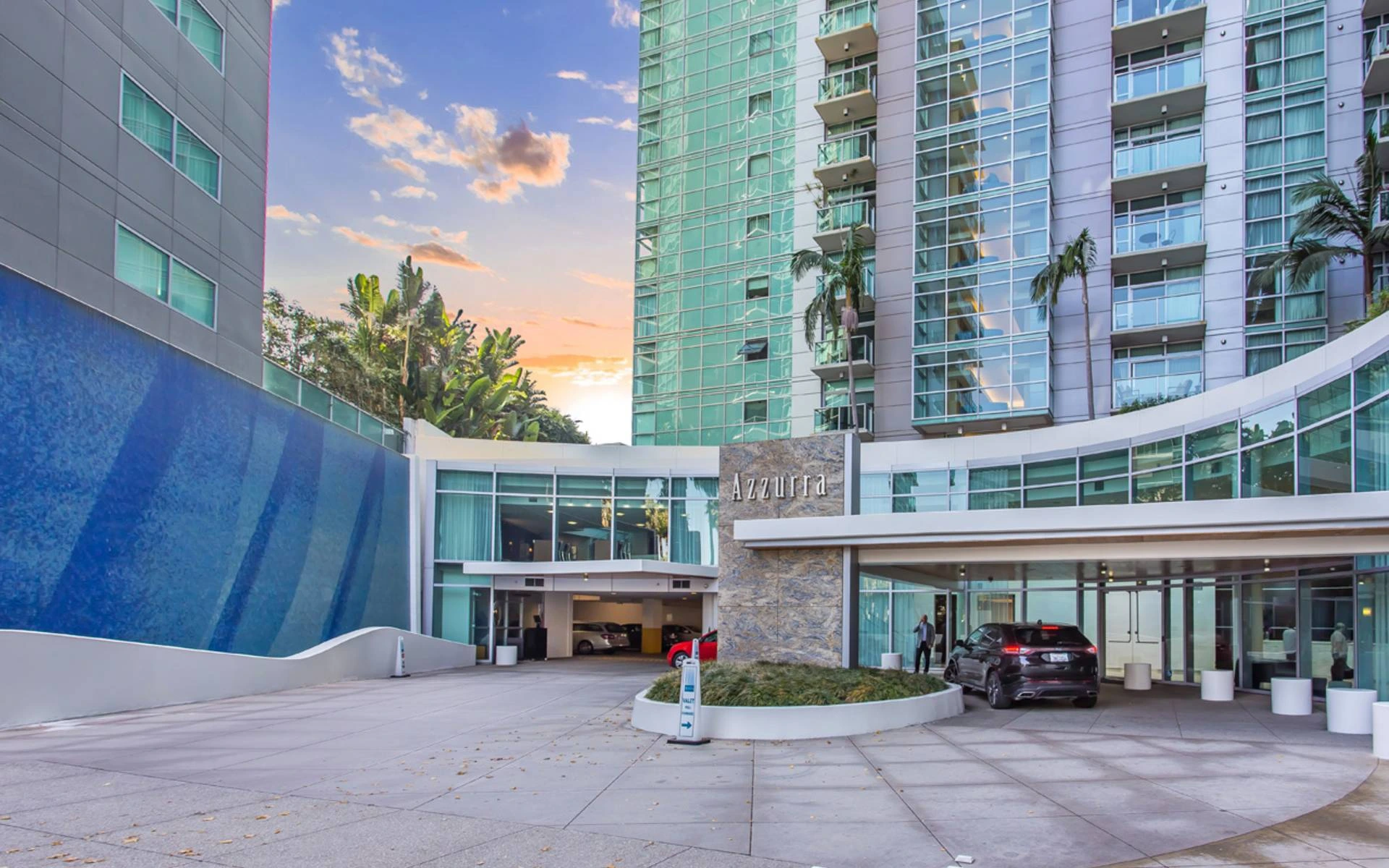 Azzurra entrance courtyard and glass facade